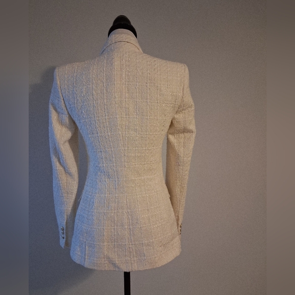 Tweed Cream Double-Breasted Women's Blazer Size XS - Picture 2 of 16